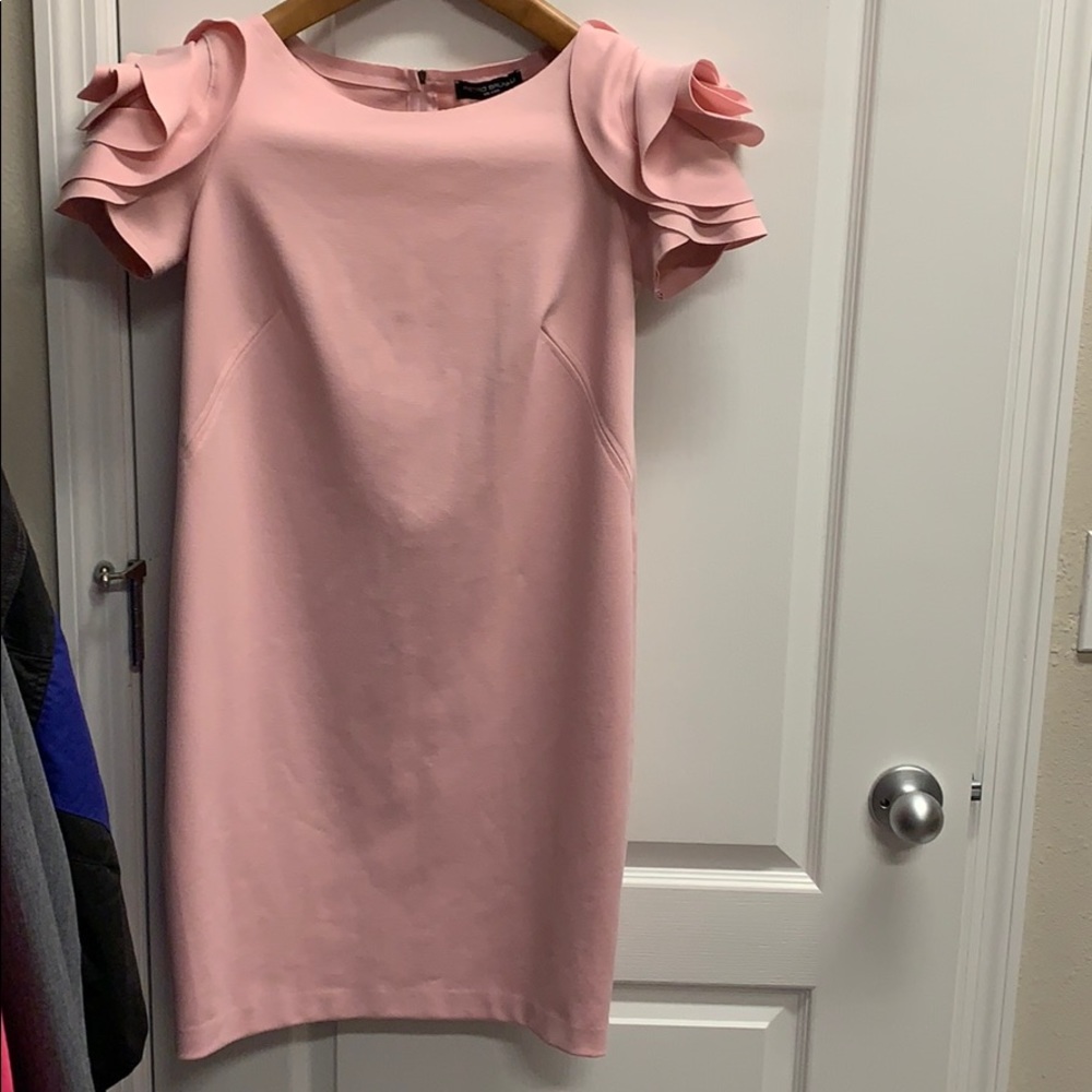 Pink Maternity Dress. Ruffles sleeve